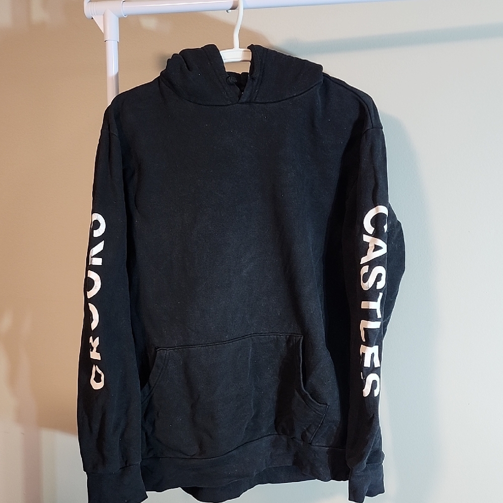 Crooks & Castles Black Hoodie with White Sleeve Text Size L